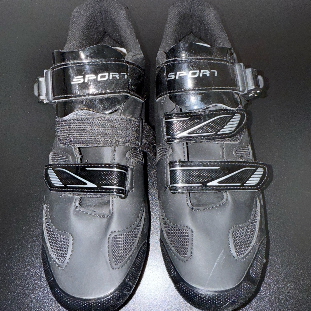 Peloton Compatible Black Cycling Shoes with Velcro Straps